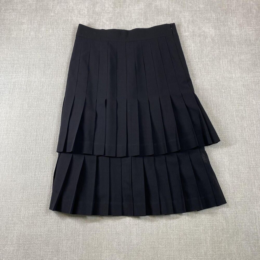 Akris Punto Skirt Womens 12 Black Pleated Wool Layered Lined Switzerland